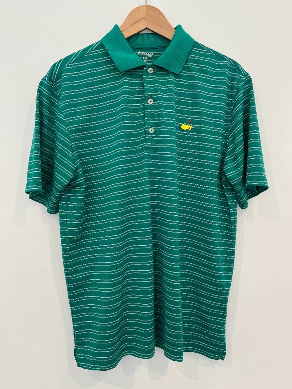 Masters Tech Polo Shirt Augusta National Green Striped Golf Polo Medium